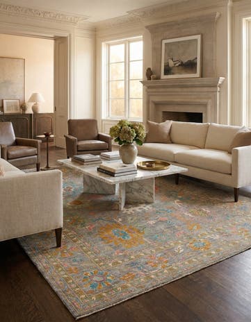 9' 1 x 11' 9 Hand Knotted Oushak Rug