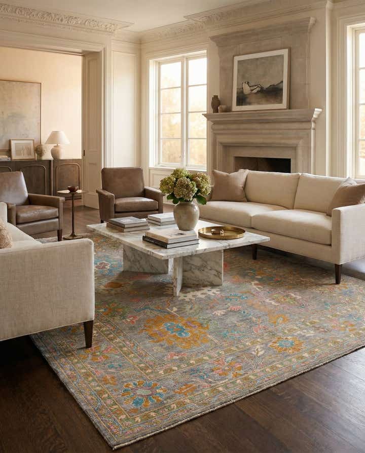 9' 1 x 11' 9 Hand Knotted Oushak Rug