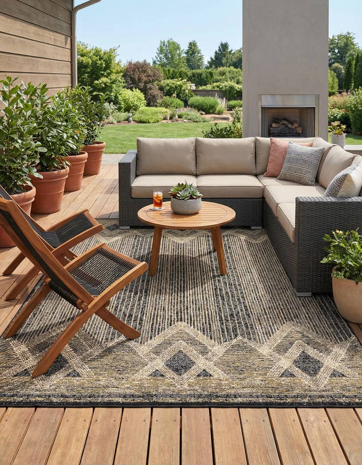 Detail image of 6' x 9'  Washable Modern Indoor / Outdoor Rug