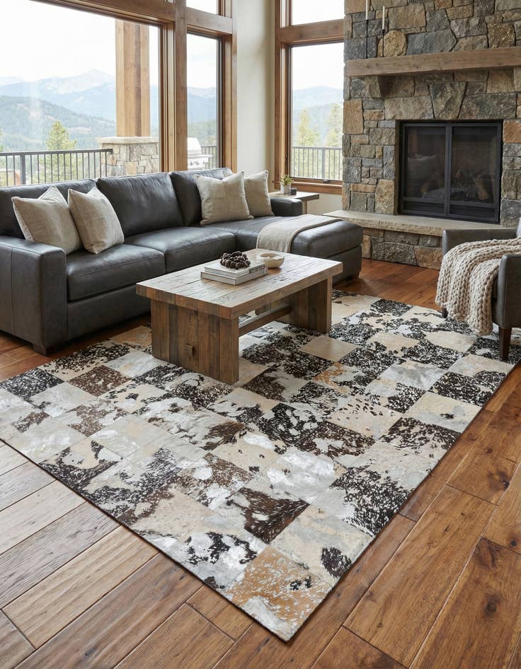 Detail image of  8' 1 x 10' 1 Cowhide Leather Rug