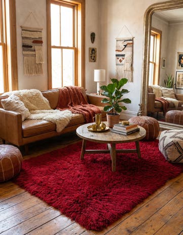 4' 9 x 7' 2 Hand Knotted Moroccan Wool Rug