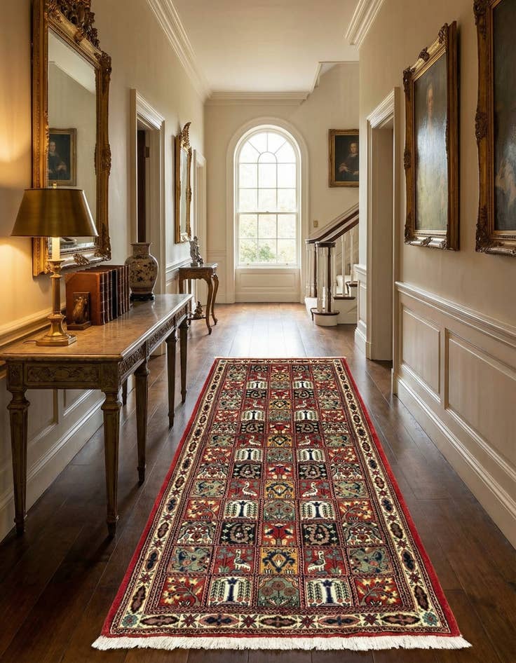 Detail image of 2' 7 x 6' 5  Hand Knotted Qom Persian Runner Rug