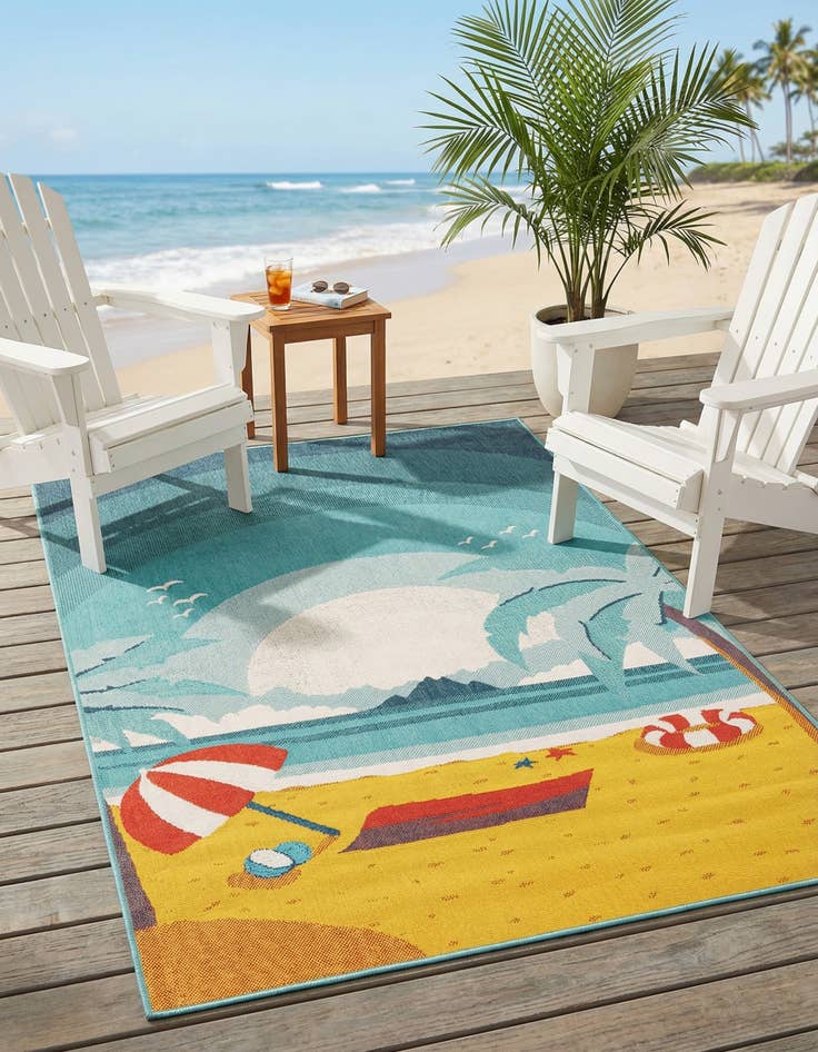 Detail image of 5' x 8' Easy-Clean Coastal Indoor / Outdoor Rug