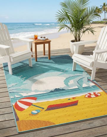 5' x 8' Easy-Clean Coastal Indoor / Outdoor Rug
