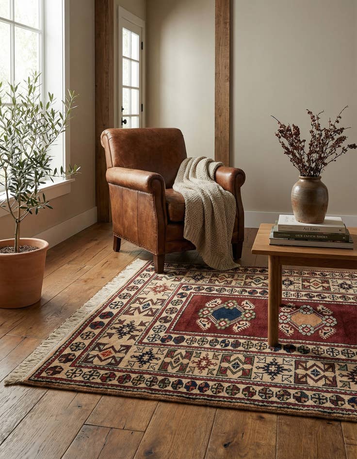 Detail image of 4' 2 x 6' 11  Hand Knotted Anatolian Oriental Wool Rug