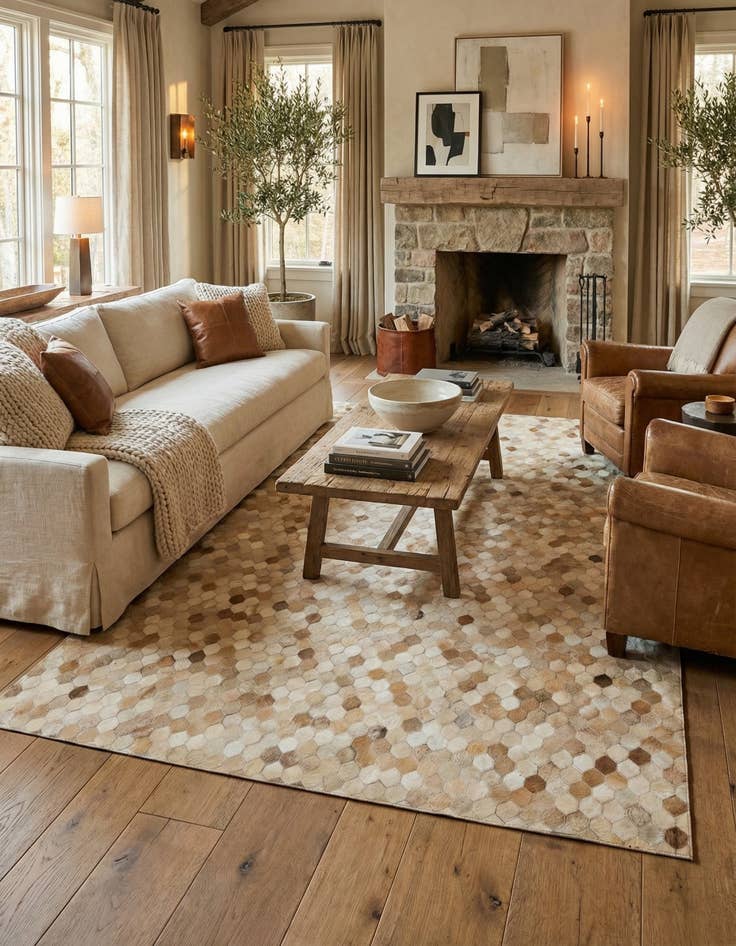 Detail image of 5' 9 x 8' Cowhide - Patchwork Rug