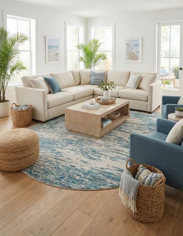 Blue Oasis Oval Rug