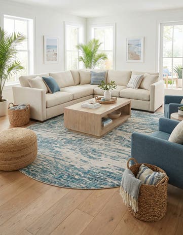Blue Oasis Oval Rug