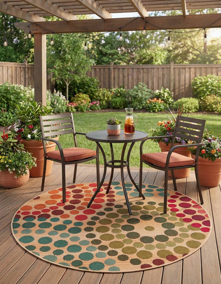 Detail image of 3' x 3'  Washable Modern Indoor / Outdoor Round Rug