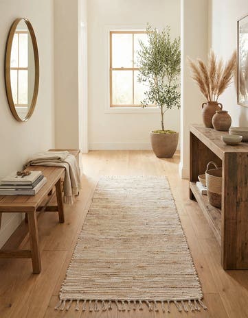 2' 8 x 9' Hand Woven Chindi Jute Runner Rug
