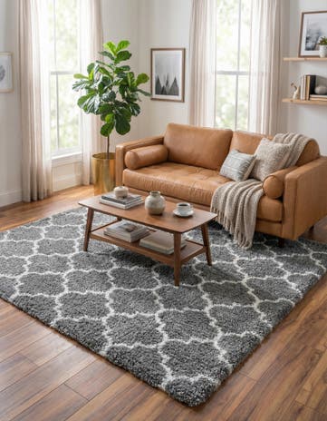 Gray Marrakesh Shag Square Rug