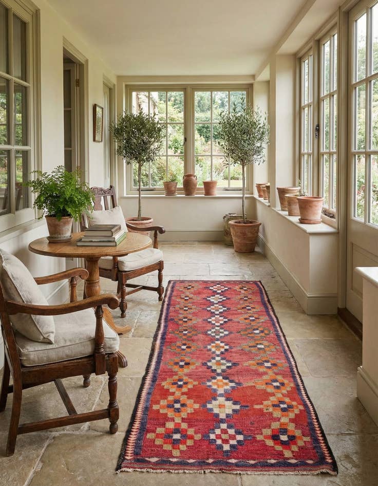 Detail image of  4' x 8' 10  Hand Woven Kilim Fars Wool Runner Rug