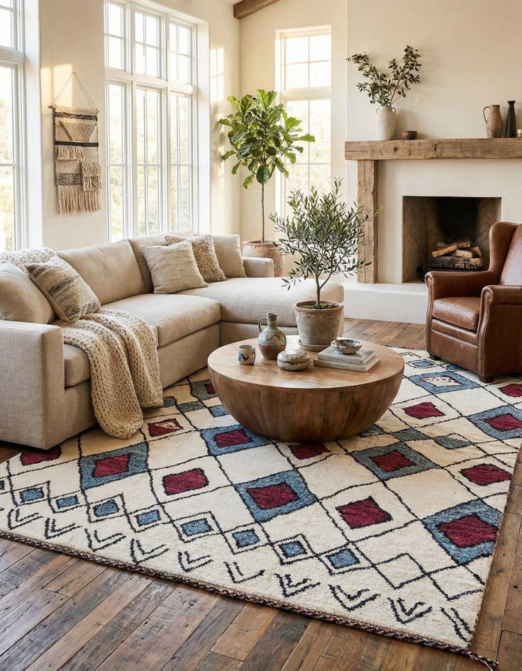 Detail image of  9' x 11' 10  Hand Knotted Moroccan Wool Rug