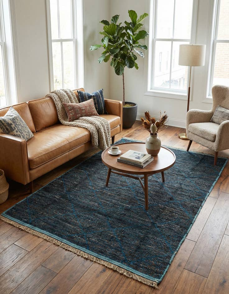 Detail image of 6' 3 x 9' 4  Hand Knotted Moroccan Wool Rug