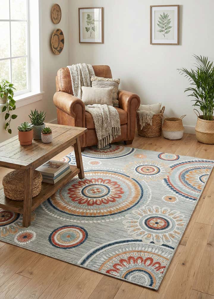 4' 5 x 6' Easy-Clean Botanical Indoor / Outdoor Rug
