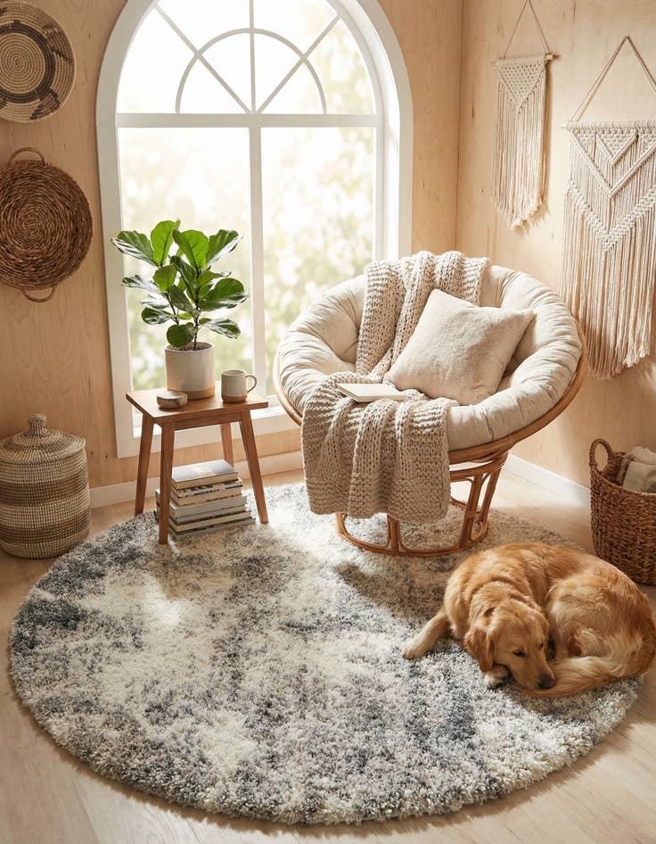 Detail image of  5' 3 x 5' 3 Soft Touch Shag Round Rug