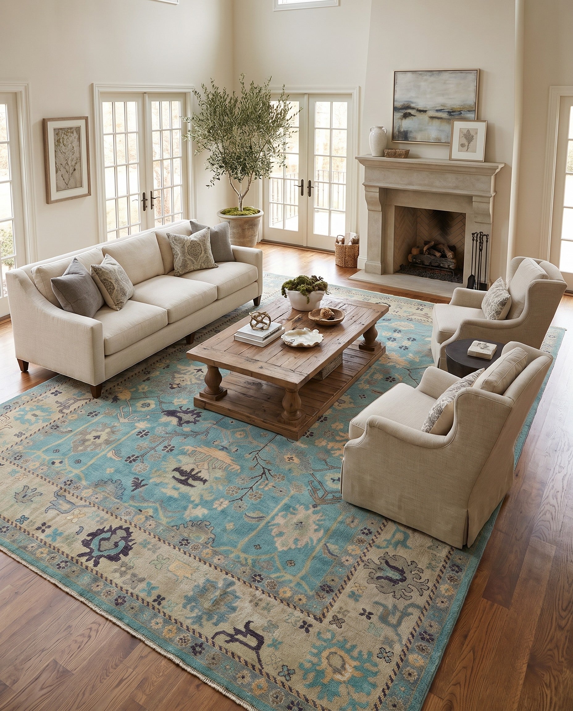 10' 6 x 14' 4 Hand Knotted Oushak Wool Rug