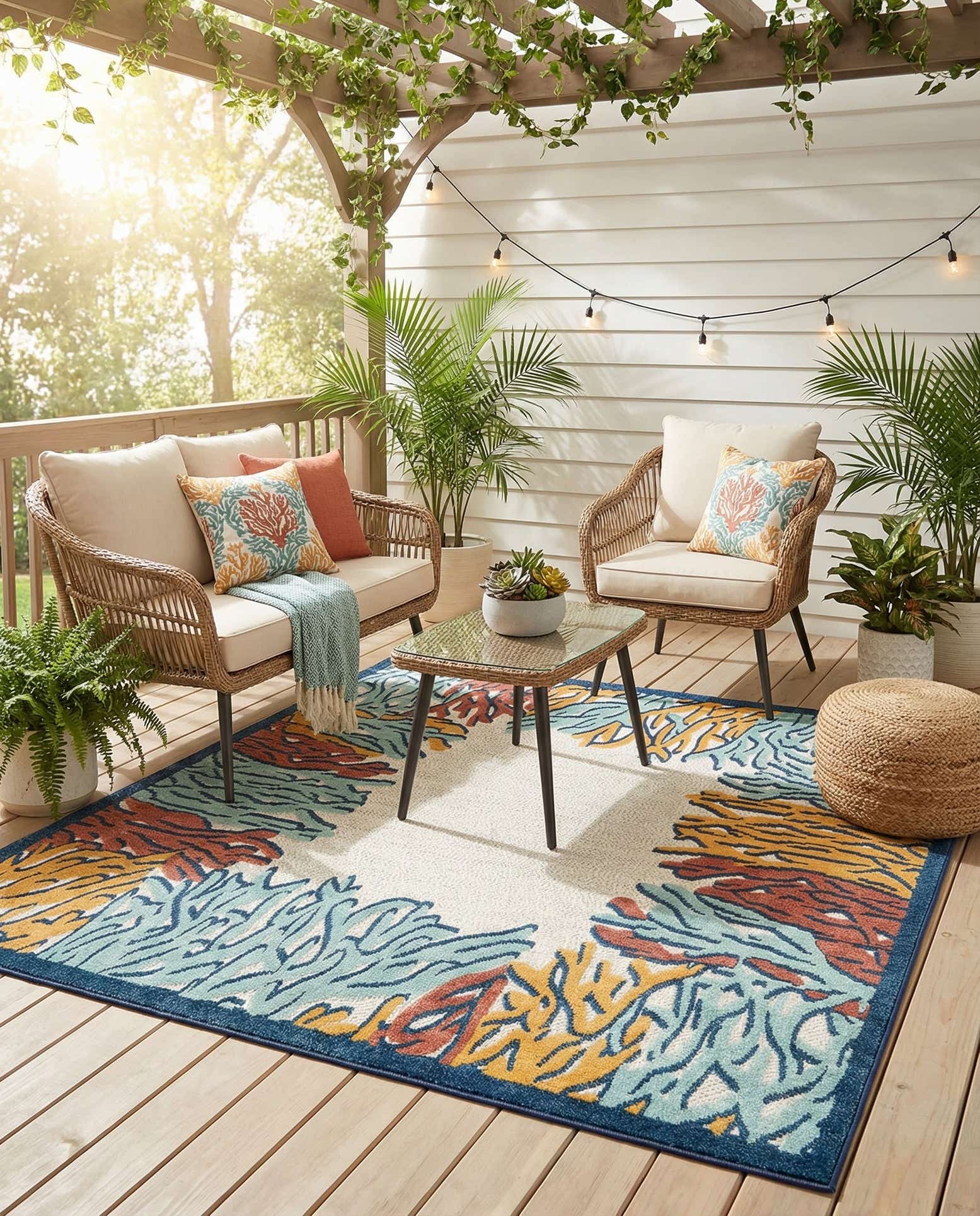 7' 10 x 7' 10 Easy-Clean Belize Indoor / Outdoor Square Rug