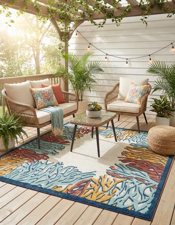 Easy-Clean Belize Indoor / Outdoor Square Rug