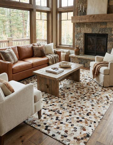 8' 1 x 10' Cowhide Leather Rug