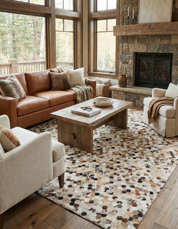 8' 1 x 10' Cowhide Leather Rug