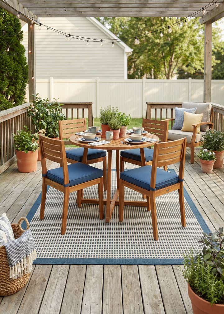 5' x 7' Easy-Clean Border Indoor / Outdoor Rug