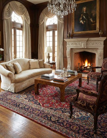 9' 7 x 13' 2 Hand Knotted Kashan Persian Wool Rug