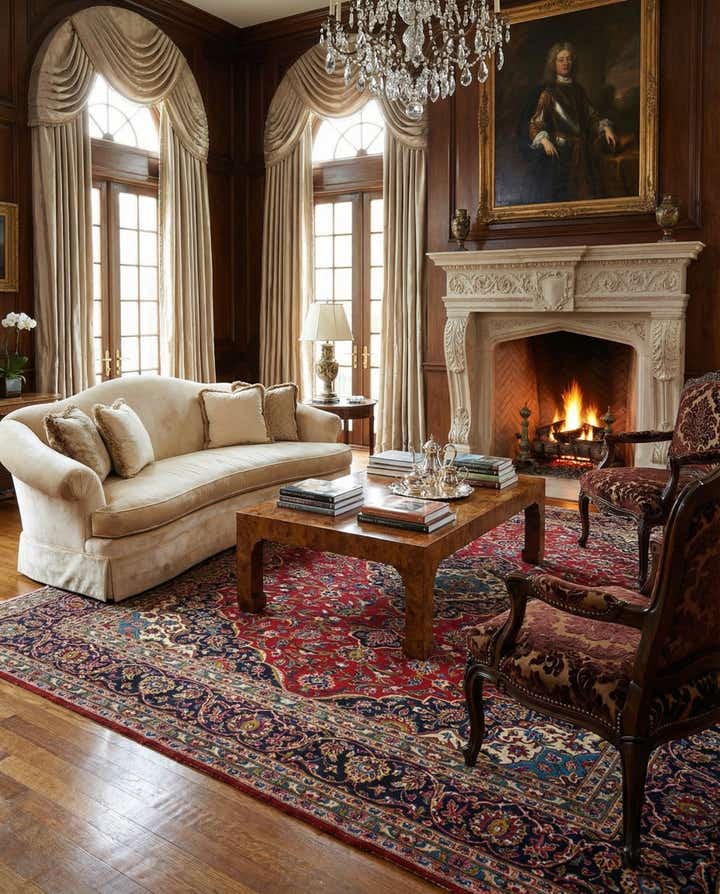 9' 7 x 13' 2 Hand Knotted Kashan Persian Wool Rug