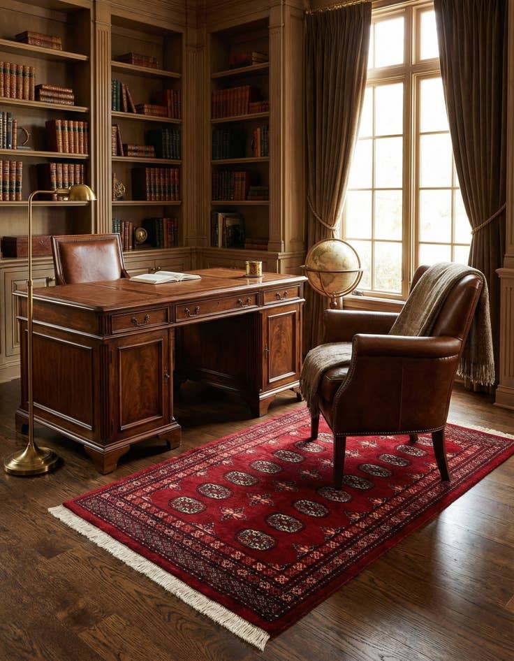 Detail image of 4' 1 x 6' 2  Hand Knotted Torkaman Persian Wool Rug