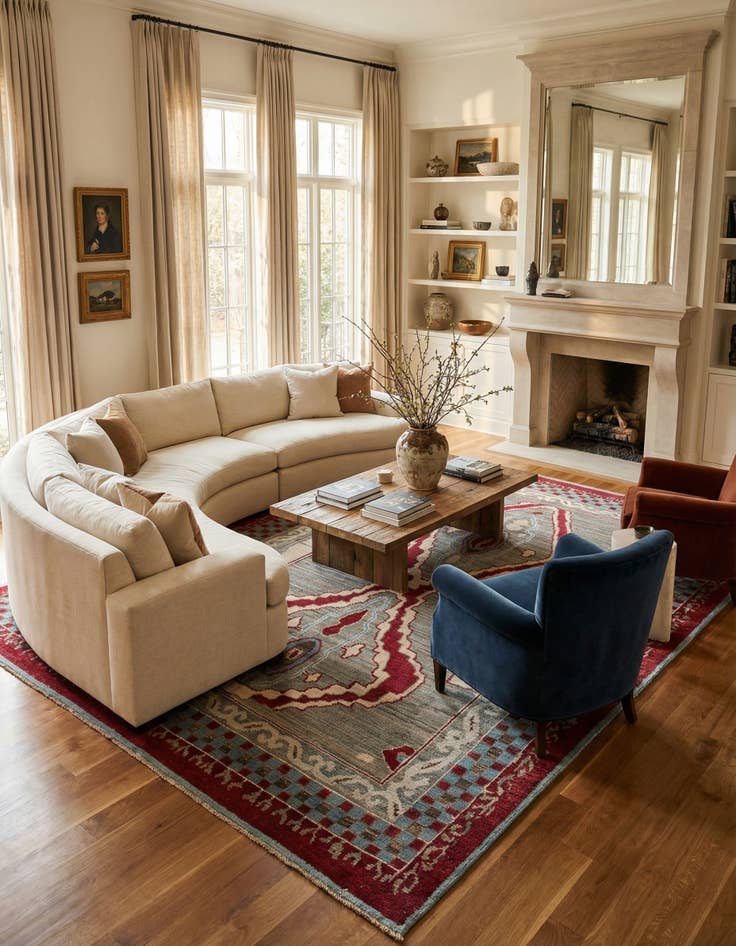 Detail image of  10' x 14'  Hand Knotted Oushak Wool Rug