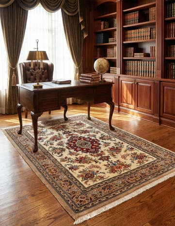 3' 7 x 5' 4 Hand Knotted Qom Persian Rug