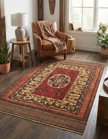 3' 11 x 6' Hand Knotted Sumak Wool Rug