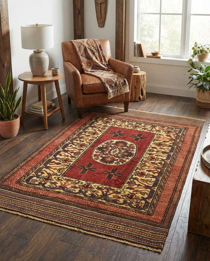 3' 11 x 6' Hand Knotted Sumak Wool Rug