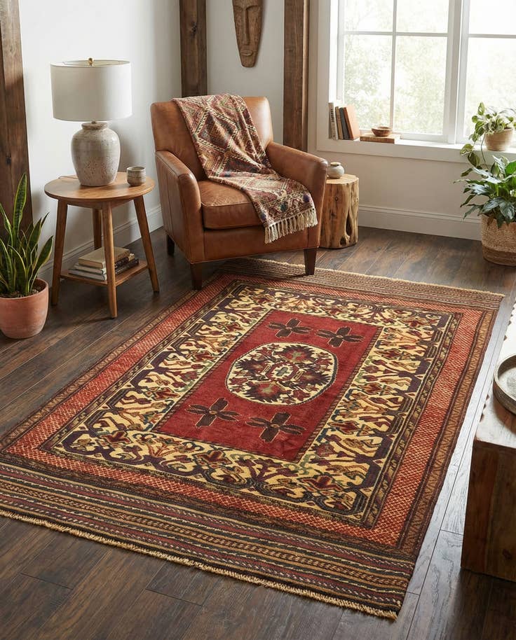 Detail image of 3' 11 x 6' Hand Knotted Sumak Wool Rug