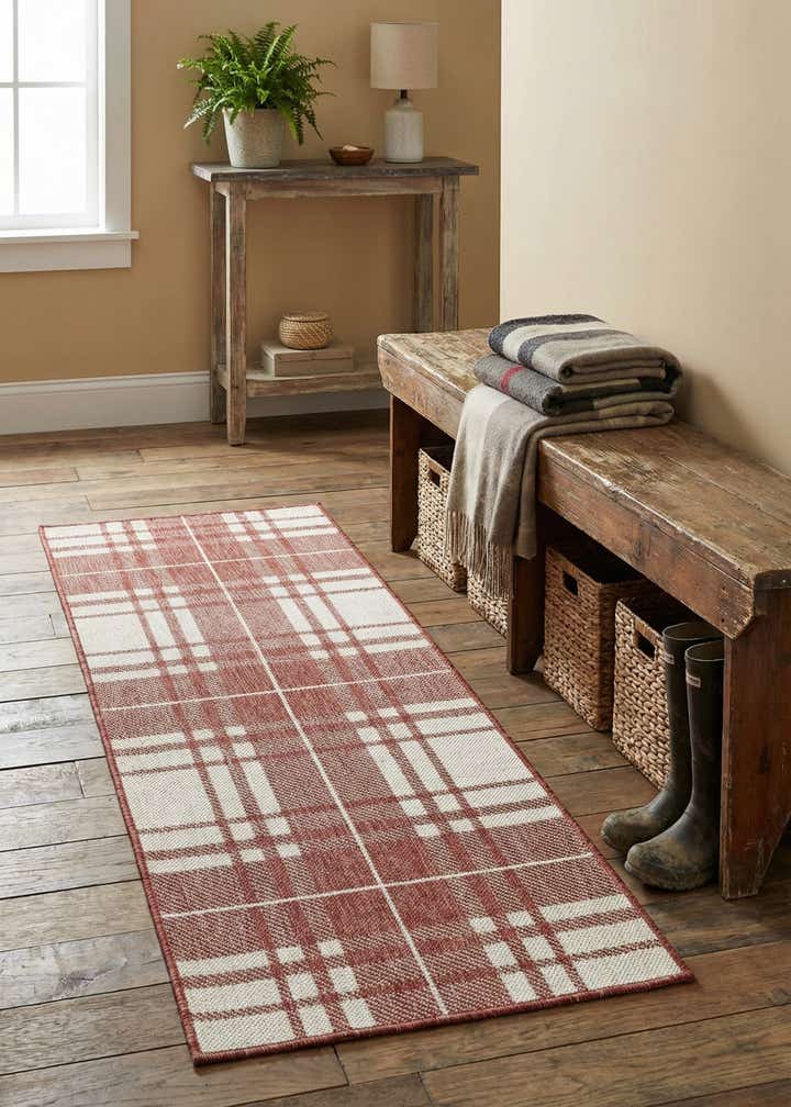 2' x 5' 3 Easy-Clean Checkered Indoor / Outdoor Runner Rug