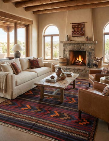 6' 8 x 10' 2 Hand Woven Kilim Fars Wool Rug