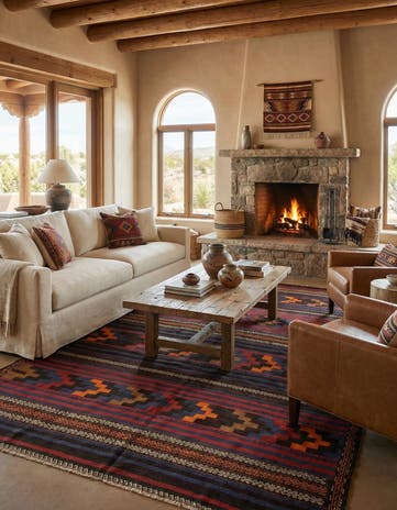 6' 8 x 10' 2 Hand Woven Kilim Fars Wool Rug