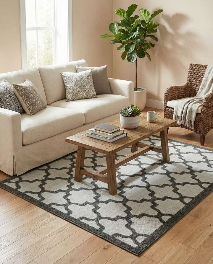4' x 6' Easy-Clean Trellis Indoor / Outdoor Rug