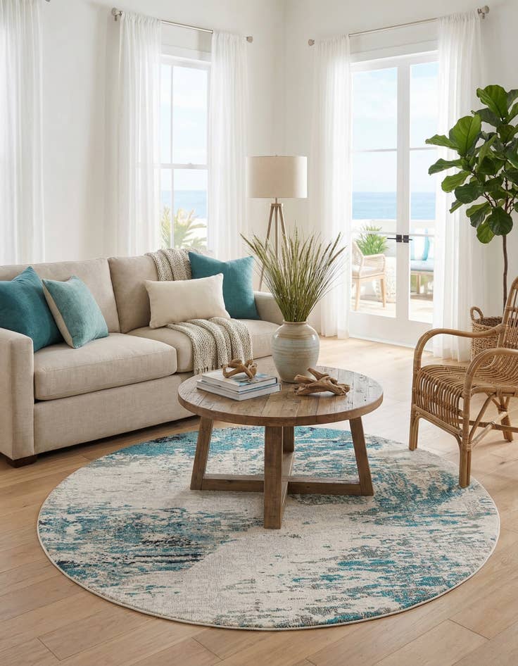 Detail image of 7' x 7'  Washable Vivid Round Rug