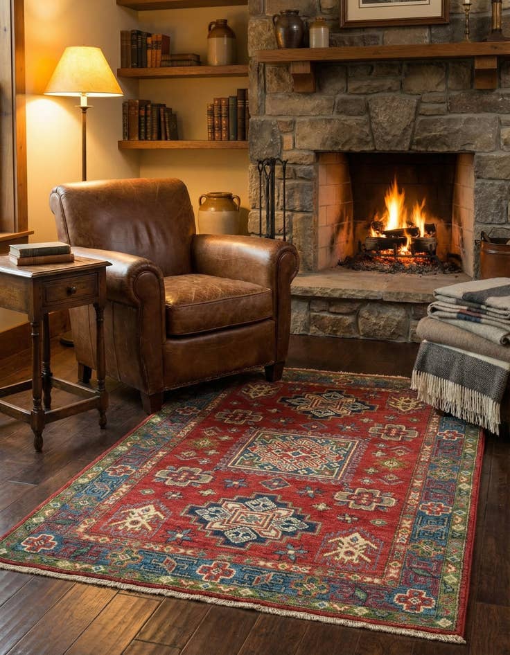 Detail image of 2' 8 x 4' 1  Hand Knotted Kazak Rug