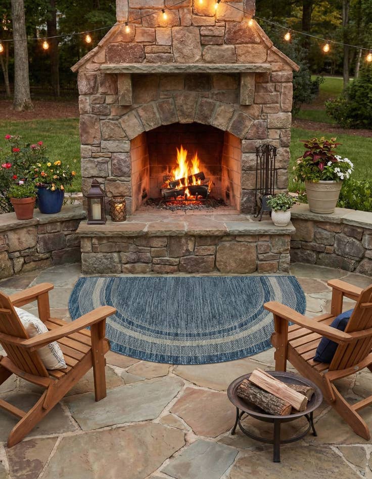 Detail image of 2' 2 x 3' 7  Washable Border Indoor / Outdoor Hearth Rug