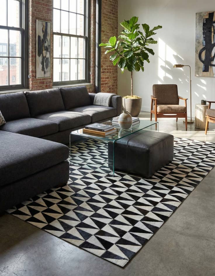 Detail image of  5' x 7' 10 Cowhide Leather Rug