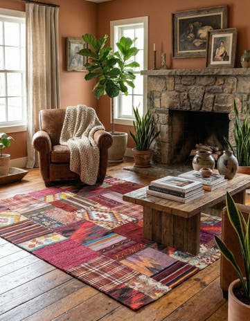 5' x 6' 5 Hand Woven Kilim Patchwork Wool Rug