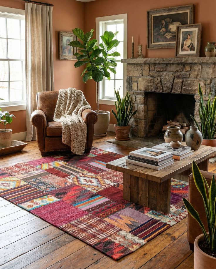 Detail image of 5' x 6' 5 Hand Woven Kilim Patchwork Wool Rug