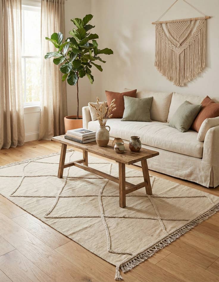 Detail image of 4' 1 x 6'  Hand Knotted Moroccan Wool Rug