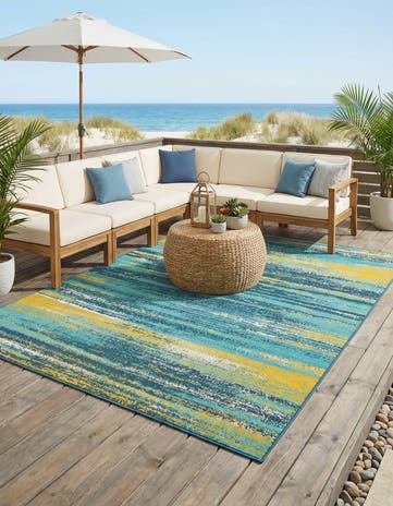 7' 10 x 10' Easy-Clean Coastal Indoor / Outdoor Rug