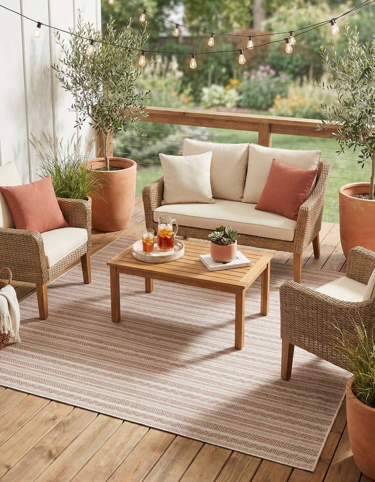 Detail image of 7' 10 x 7' 10 Easy-Clean Ribbon Indoor / Outdoor Square Rug
