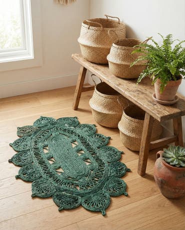  2' x 3' 1  Hand Braided Jute Oval Rug