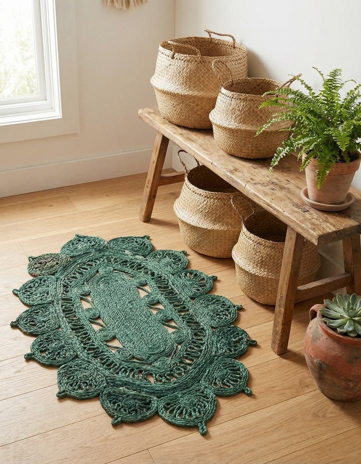 2' x 3' 1 Handmade Braided Jute Oval Rug