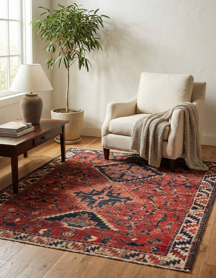 Detail image of 4' 10 x 5' 8  Hand Knotted Ultra Vintage Persian Wool Rug